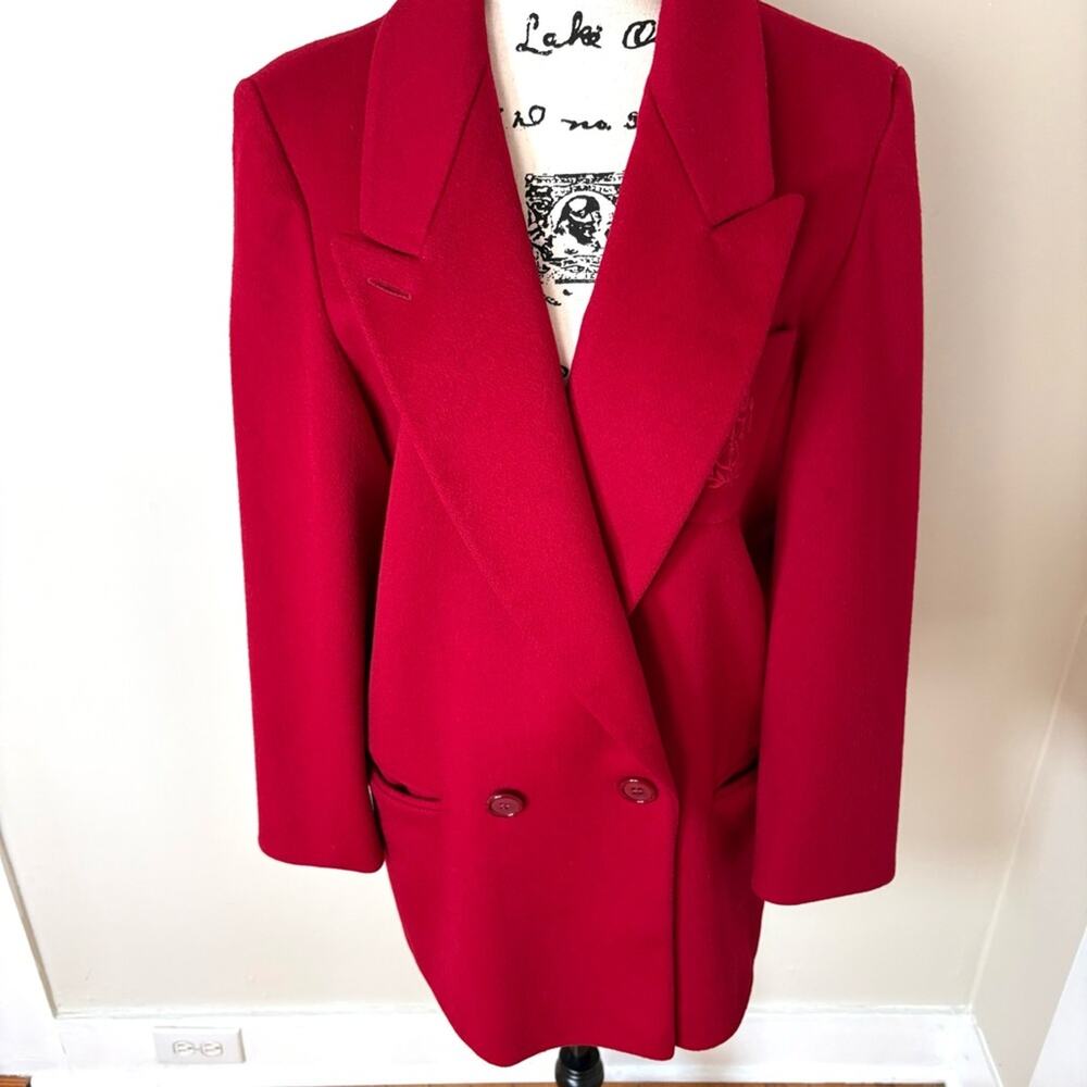 Vintage Ashley Scott Women's 100% Wool Double Breasted Coat Red SZ L Preppy